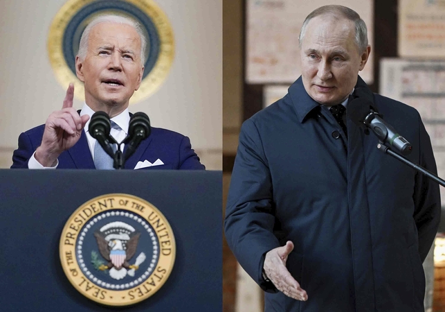 Joe Bidenas (kairėje) ir Vladimiras Putinas (dešinėje)