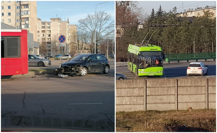 Skirtingose miesto vietose – dvi viešojo transporto avarijos: galimos spūstys
