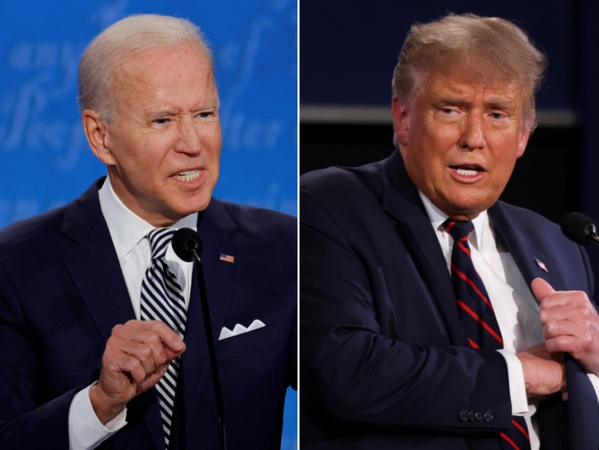Joe Bidenas (kairėje) ir Donaldas Trumpas