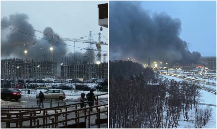 Ukrainiečiai – apie didžiulį gaisrą prie Maskvos: ir vėl rusai neatsargiai rūko