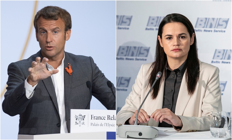 Emmanuelis Macronas ir Sviatlana Cichanouskaja