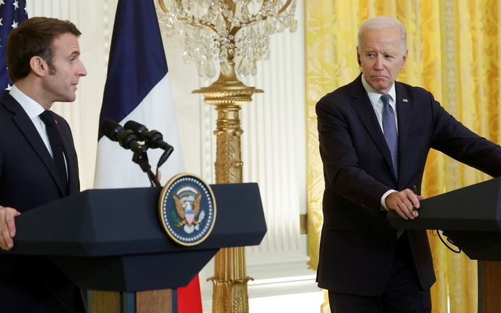  Emmanuelis Macronas ir Joe Bidenas
