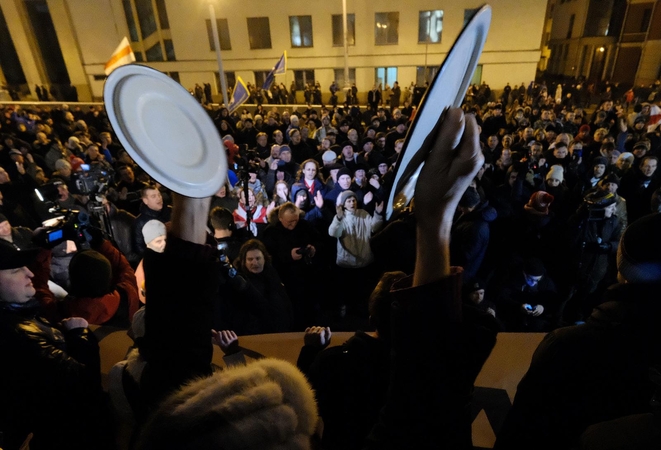Po nesankcionuoto protesto Baltarusijoje sulaikyti 7 opozicijos veikėjai
