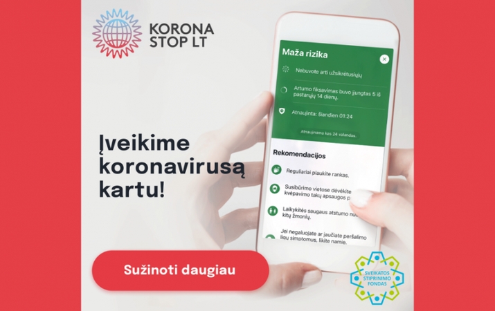 Korona Stop LT programėle naudojasi 5,8 proc. šalies gyventojų