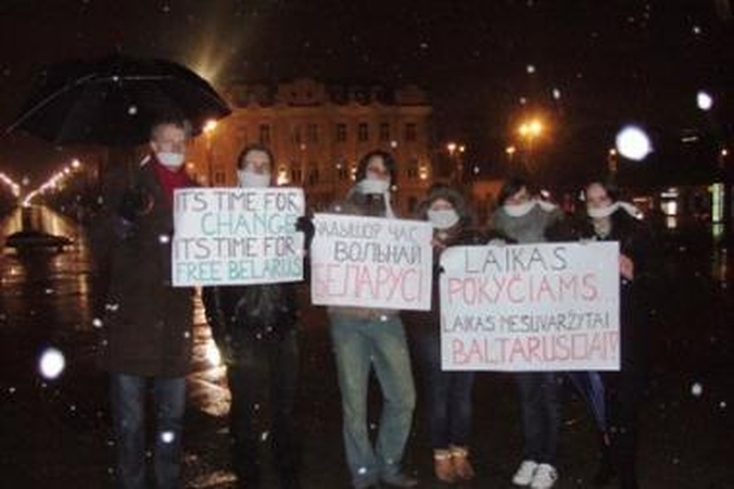 Naktį Vilniuje vyko protestas prieš politiką Baltarusijoje