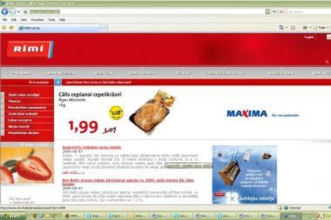 „Rimi“ tinklapyje - „Maximos“ reklama (papildyta)