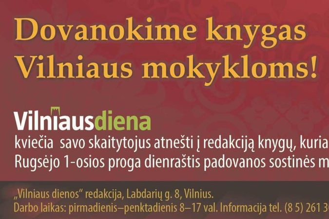 „Vilniaus diena“ kviečia dovanoti knygas sostinės mokykloms