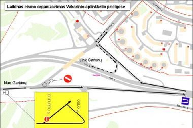 Pasikeitė transporto eismas Erfurto ir Oslo gatvių žiedinėje sankryžoje