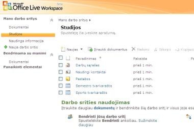 „Office Live Workspace“ - jau lietuvių kalba