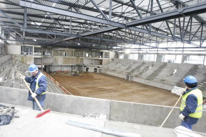 Klaipėdos arena: pūga statybos darbų nesustabdė