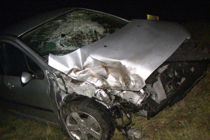 „Peugeot“ palindo po pakelėje stovėjusiu vilkiku  