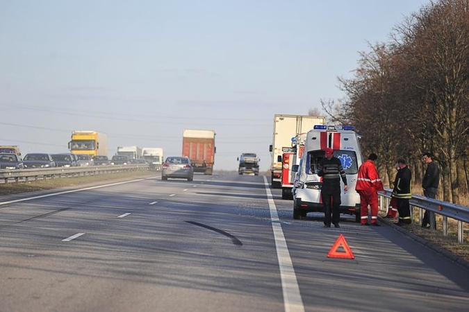 Prie Rumšiškių deganti žolė sukėlė dvi avarijas