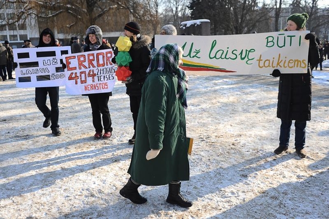 Vasario 16-ąją uždraustų eitynių dalyviai paminėjo taikiai