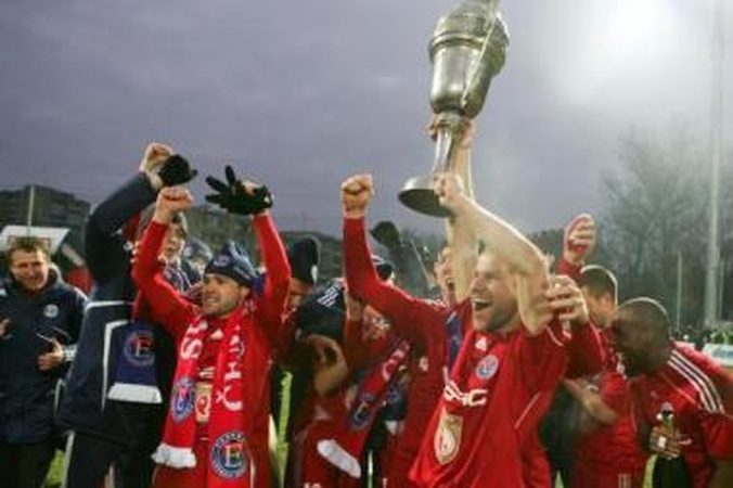 Triumfas: Panevėžio futbolininkai pakartojo 2008-ųjų sėkmę.